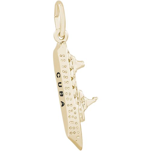 Cuba Cruise Ship 3D Charm - Gold Plated