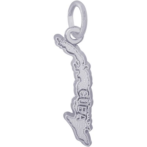 Cuba Map Charm - Sterling Silver