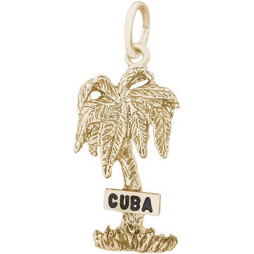 Cuba Palm With Sign Charm - 14K Gold
