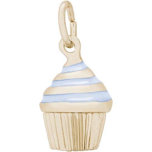 Cupcake - Blue Icing Charm - 14K Gold - 10-8369