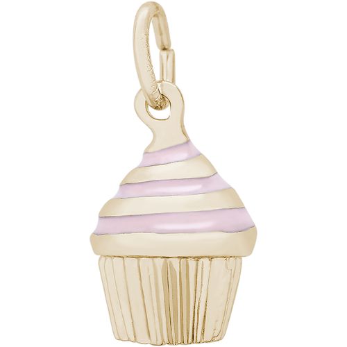 Cupcake - Pink Icing Charm - 14K Gold - 10-8368