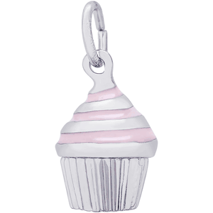 Cupcake - Pink Icing Charm - Sterling Silver - 10-8368