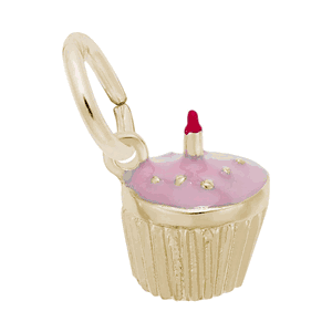 Cupcake with Candle Charm - 14K Gold - 10-8452-14kg