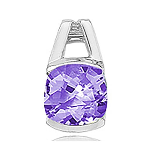 Cushion Amethyst Pendant - 14K White Gold - 80293AMWG