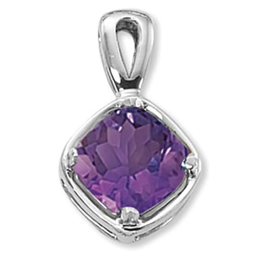 Cushion Amethyst Pendant - 14K White Gold - 80367AMWG