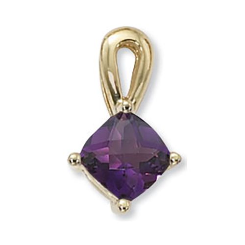 Cushion Amethyst Pendant - 14K Yellow Gold - 80373AM