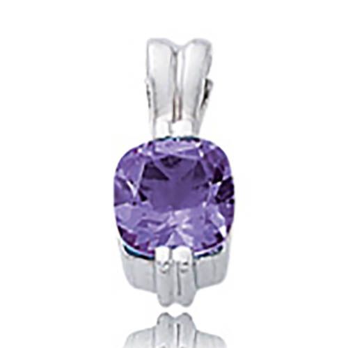 Cushion Amethyst Pendant - Sterling Silver - 80289AM-SS