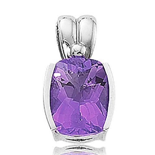 Cushion Amethyst Pendant - Sterling Silver - 80087AM-SS