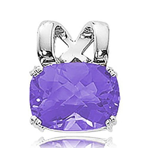 Cushion Amethyst Pendant - Sterling Silver - 80358AM-SS
