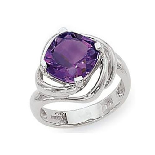 Cushion Amethyst Ring - 14K White Gold Size 7 - 70869AMWG