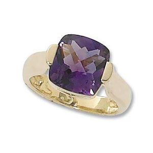 Cushion Amethyst Ring - 14K Yellow Gold Size 7 - 70885AM