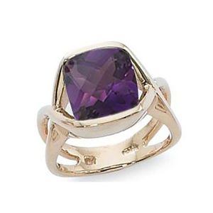 Cushion Amethyst Ring - 14K Yellow Gold Size 7 - 70887AM