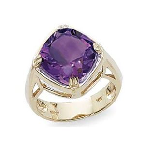 Cushion Amethyst Ring - 14K Yellow Gold Size 7 - 70890AM