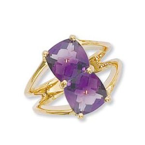 Cushion Amethyst Ring - 14K Yellow Gold Size 7 - 70882AM