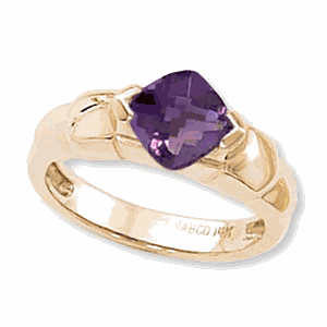Cushion Amethyst Ring - 14K Yellow Gold Size 7 - 70908AM