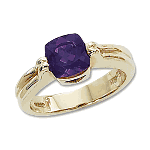 Cushion Amethyst Ring - 14K Yellow Gold Size 7 - 70640AM