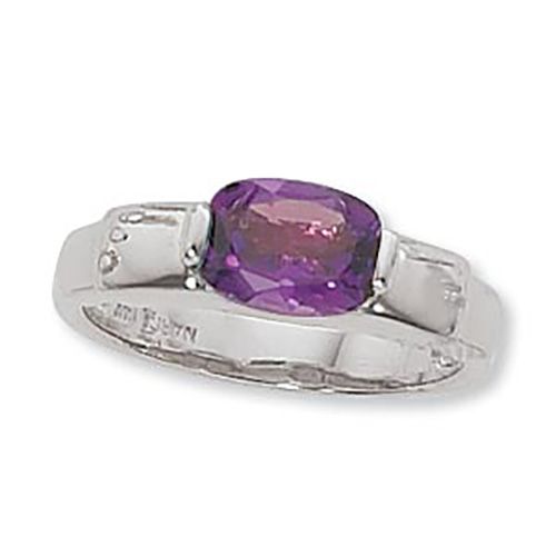 Cushion Amethyst Ring - Sterling Silver Size 7 - 70907AM-SS