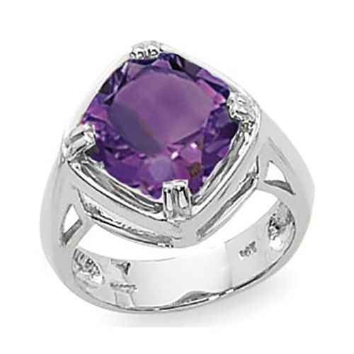 Cushion Amethyst Ring - Sterling Silver Size 7 - 70890AM-SS