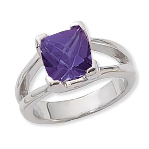 Cushion Amethyst Ring - Sterling Silver Size 7 - 70893AM-SS
