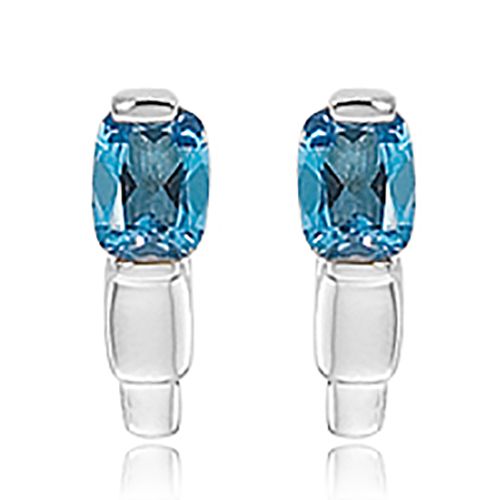 Cushion Blue Topaz Earrings - 14K White Gold - 90302BTWG