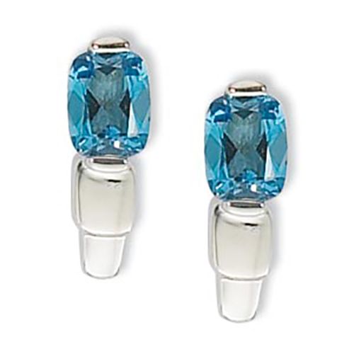 Cushion Blue Topaz Earrings - Sterling Silver - 90302BT-SS