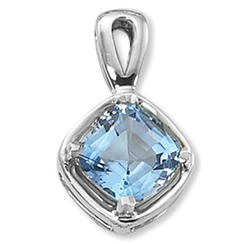 Cushion Blue Topaz Pendant - 14K White Gold - 80367BTWG