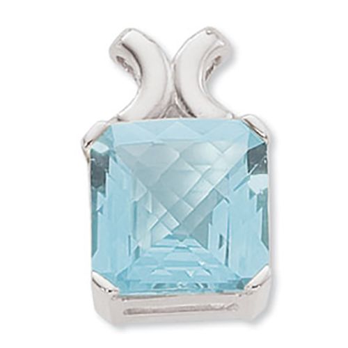 Cushion Blue Topaz Pendant - 14K White Gold - 80359BYWG