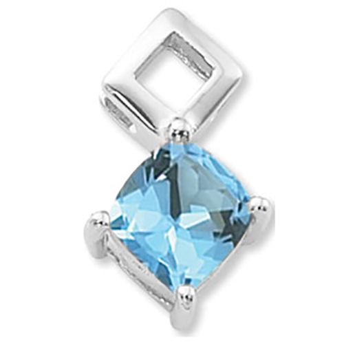 Cushion Blue Topaz Pendant - 14K White Gold - 80372BTWG