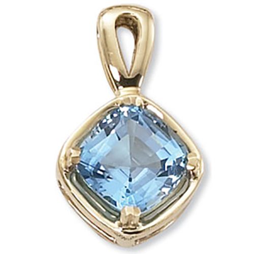 Cushion Blue Topaz Pendant - 14K Yellow Gold - 80367BT
