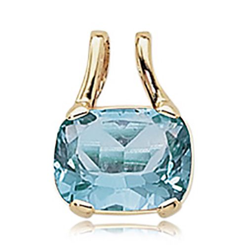 Cushion Blue Topaz Pendant - 14K Yellow Gold - 80394BT