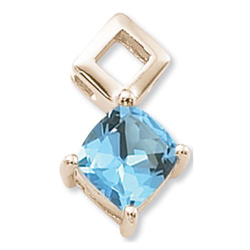 Cushion Blue Topaz Pendant - 14K Yellow Gold - 80372BT