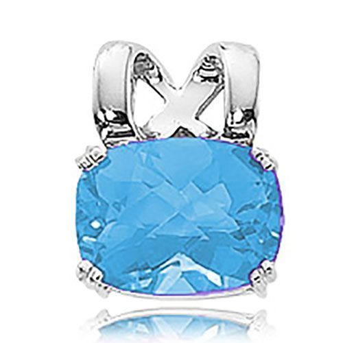 Cushion Blue Topaz Pendant - Sterling Silver - 80358BT-SS