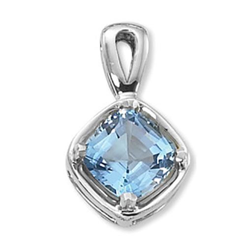 Cushion Blue Topaz Pendant - Sterling Silver - 80367BT-SS