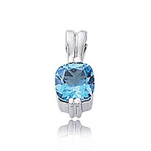 Cushion Blue Topaz Pendant - Sterling Silver - 80289BT-SS