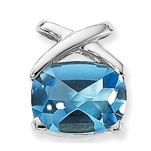 Cushion Blue Topaz Pendant - Sterling Silver - 80104BT-SS