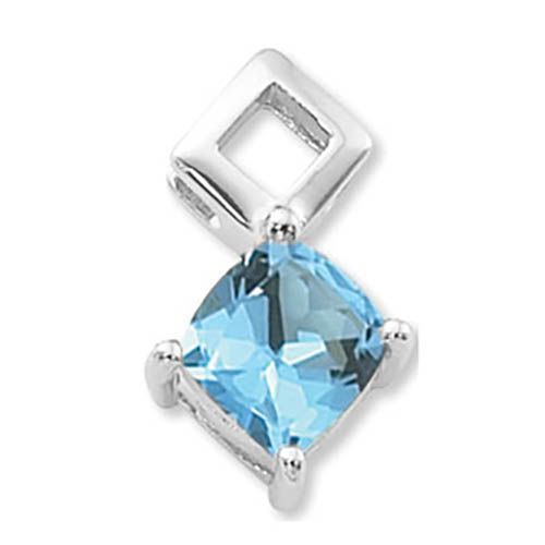 Cushion Blue Topaz Pendant - Sterling Silver - 80372BT-SS