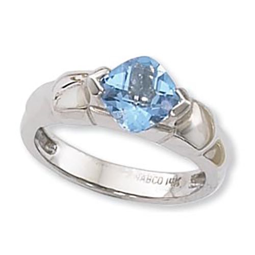 Cushion Blue Topaz Ring - 14K White Gold Size 7 - 70908BTWG