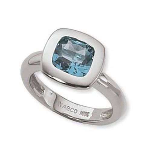 Cushion Blue Topaz Ring - 14K White Gold Size 7 - 70729BTWG