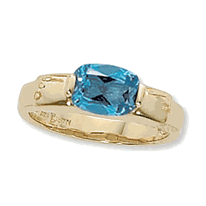 Cushion Blue Topaz Ring - 14K Yellow Gold Size 7 - 70907BT