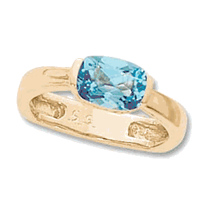 Cushion Blue Topaz Ring - 14K Yellow Gold Size 7 - 70919BT