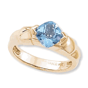 Cushion Blue Topaz Ring - 14K Yellow Gold Size 7 - 70908BT