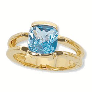 Cushion Blue Topaz Ring - 14K Yellow Gold Size 7 - 70905BT
