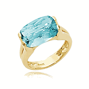 Cushion Blue Topaz Ring - 14K Yellow Gold Size 7 - 70929BT
