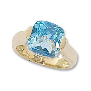 Cushion Blue Topaz Ring - 14K Yellow Gold Size 7 - 70885BT