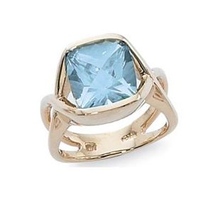 Cushion Blue Topaz Ring - 14K Yellow Gold Size 7 - 70887BT