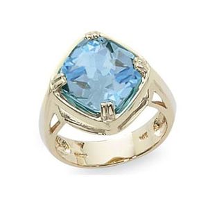 Cushion Blue Topaz Ring - 14K Yellow Gold Size 7 - 70890BT
