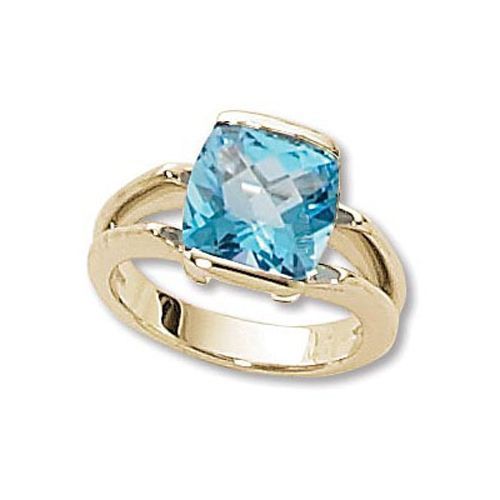 Cushion Blue Topaz Ring - 14K Yellow Gold Size 7 - 70892BT