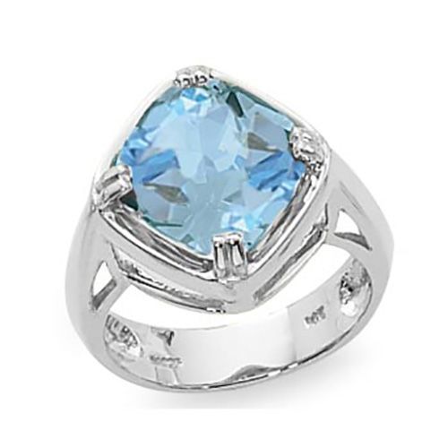 Cushion Blue Topaz Ring - Sterling Silver Size 7 - 70890BT-SS