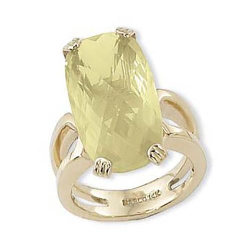 Cushion Briolette Oro Verde Ring - 14K Yellow Gold Size 7