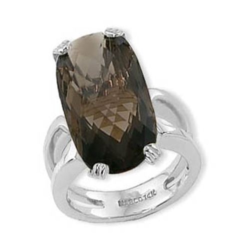 Cushion Briolette Smokey Quartz Ring - 14K White Gold Size 7 - 70765SQWG